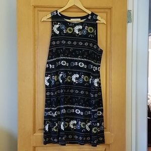 Sleeveless navy blue floral print dress